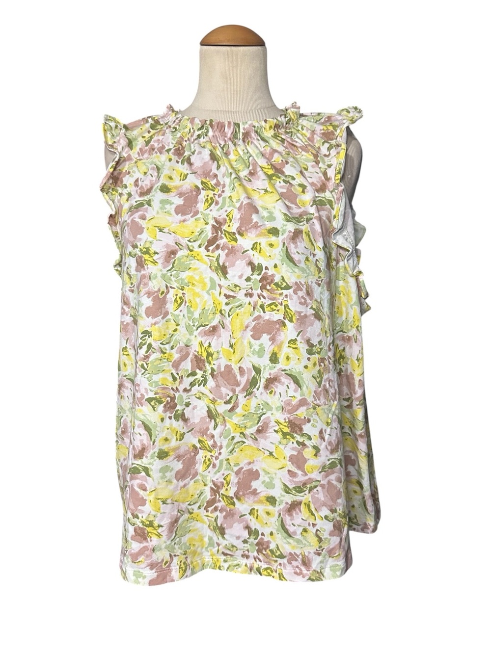 LC Lauren Conrad Sleeveless Top Floral Yellow Pink Size XXL